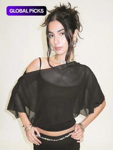 women's solid color sheer mesh crop top ＆ cami top, fashion casual camisole for daily outdoor wear, ladies clothes for summer