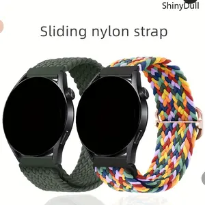 Elastic Braided Nylon Solo Loop Bands – Adjustable Stretch Strap 20/22mm for Samsung Galaxy Watch, Comfortable Sport Wristband, Unisex