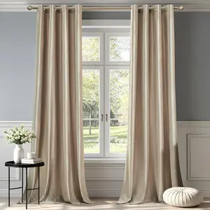 Luxury Champagne Beige Velvet Curtains: 120 inches Elegant Living Room - Thermal Soundproof Privacy Room Darkening to Ceiling Soft Drapes for Bedroom Set of 2