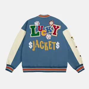 INFLATION Embroidered Heavywork Patchwork Baseball Jacket Street Fashion Short Flight Jacket Colorblock Button Design Casual Winter Coat Men’s Outerwear Streetwear Jacket