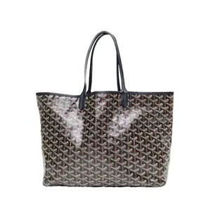 Pre-owned Goyard PVC Tote Bags Saint Louis Shopping Bag Mother and Child Bag 34 Medium Size Black Silver Clasp