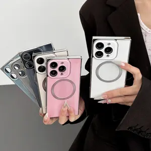 Square CD Pattern Magnetic Phone Case for Apple iPhone 13 Pro Max, Simple Design Anti-Drop Protection Cover for 14 Pro Max, Creative New 15 Pro Max