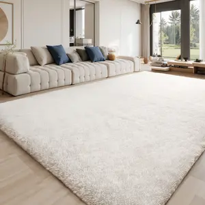 FAMVAL Large Size Plush Rugs Big Fluffy Area Rug Non-slip Soft Shaggy Carpet Mats for Livingroom Bedroom Nursery Home Decor Ivory White Christmas gifts