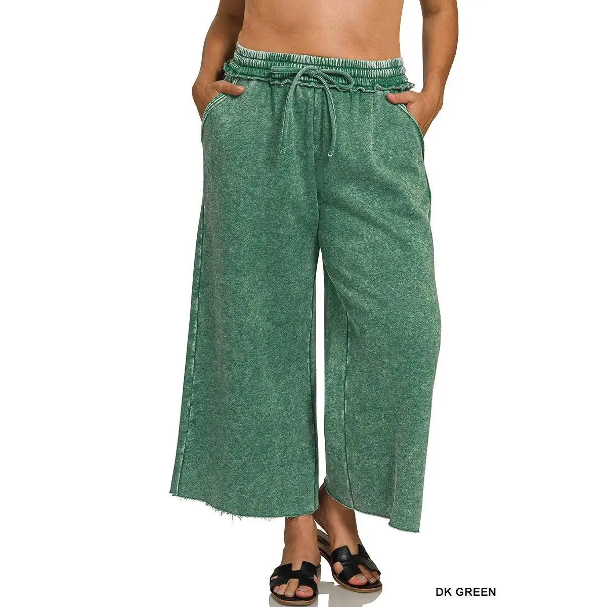 Zenana Plus Acid Wash Fleece Sweatpants with Pockets