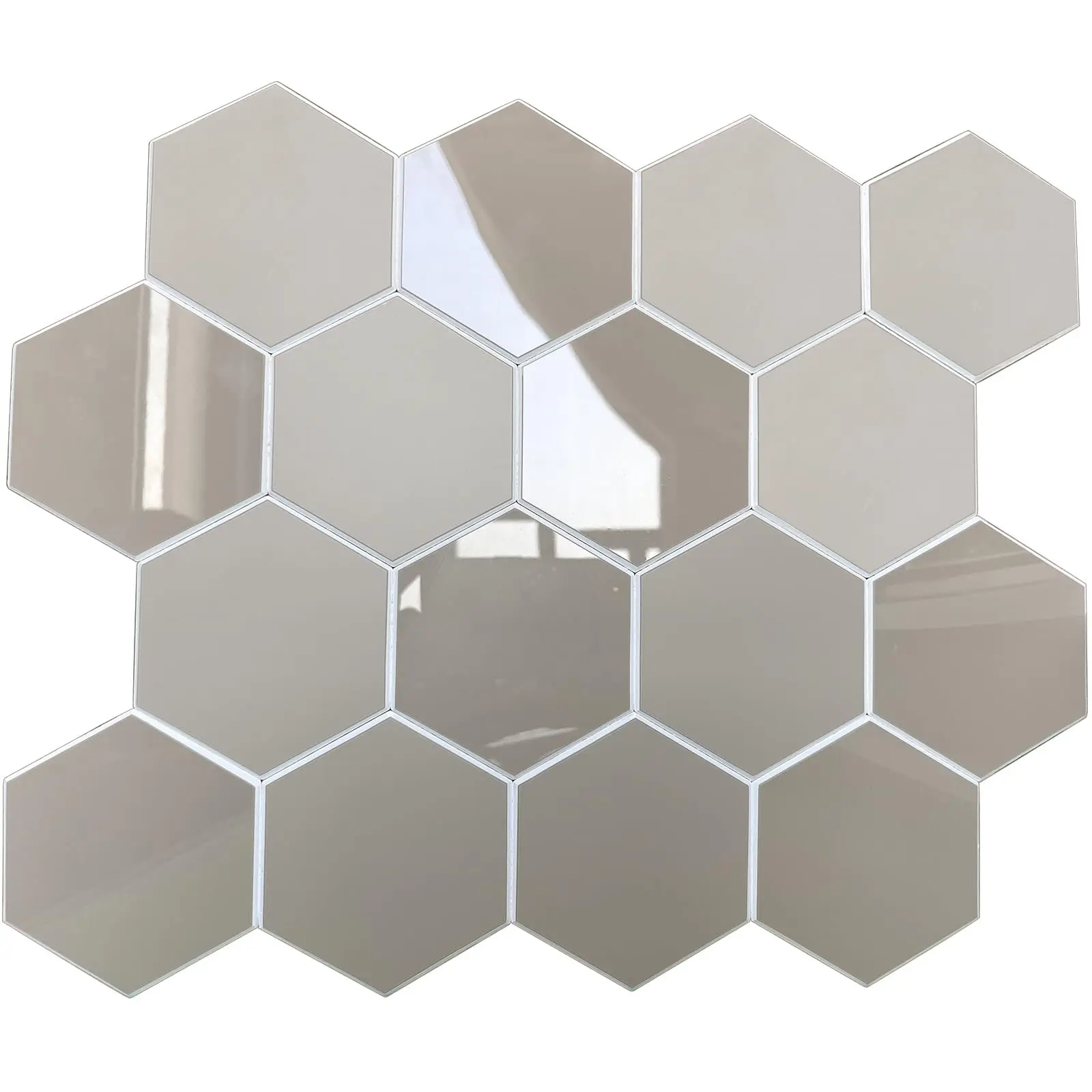 Adodecor Thickened Hexagon Peel-and-Stick Tile Backsplash, 2-3 Times Thicker 3.5mm Upgrade Glossy Tile with 6x Super Strong Adhesive for Bathroom, RV Home Improvement Wall Decor