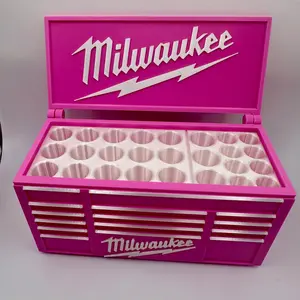 Milwaukee Pink Toolbox Style 3D Printed Desktop Storage Organizer for Pens Pencils & More Art Supply Stylish Functional Design No Warranty