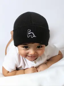 Dinosaur Embroidered Knit Hat for Babies & Toddlers, Warm Winter Beanie for Outdoor Activities, Casual Daily Wear for Fall & Winter Seasons, Knitting Beanie, Bonnet