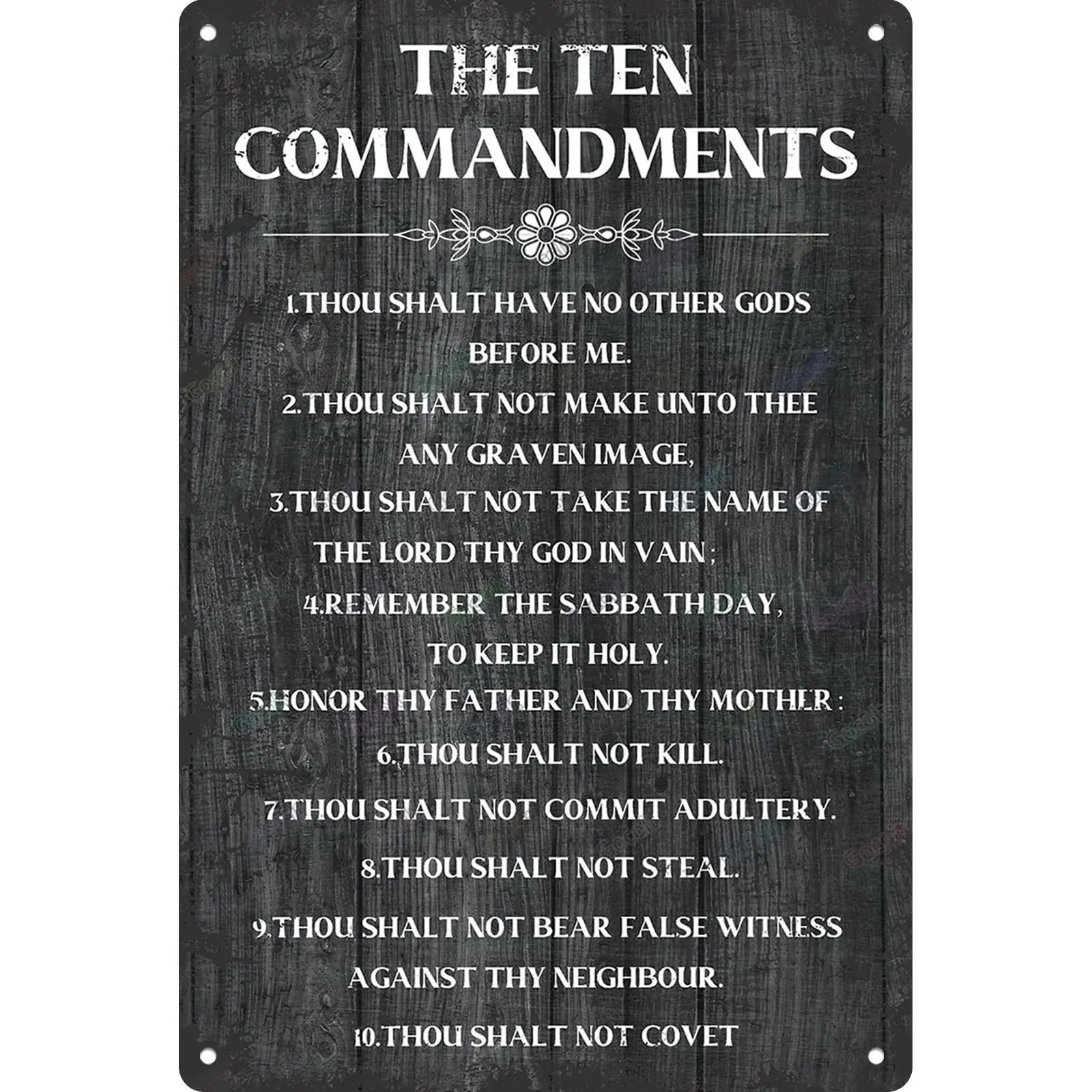 8x12 Inch The Ten Commandments Vintage Metal Sign, Religious Wall Decor for Home & Church