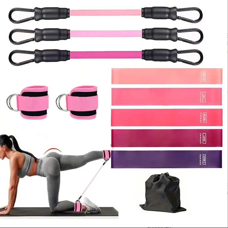 10Pc Set - Fitness Gym Accessories Ankle Strap with 2 Buckles Model for Leg Glute Training and Power Rack Use Resistance Band