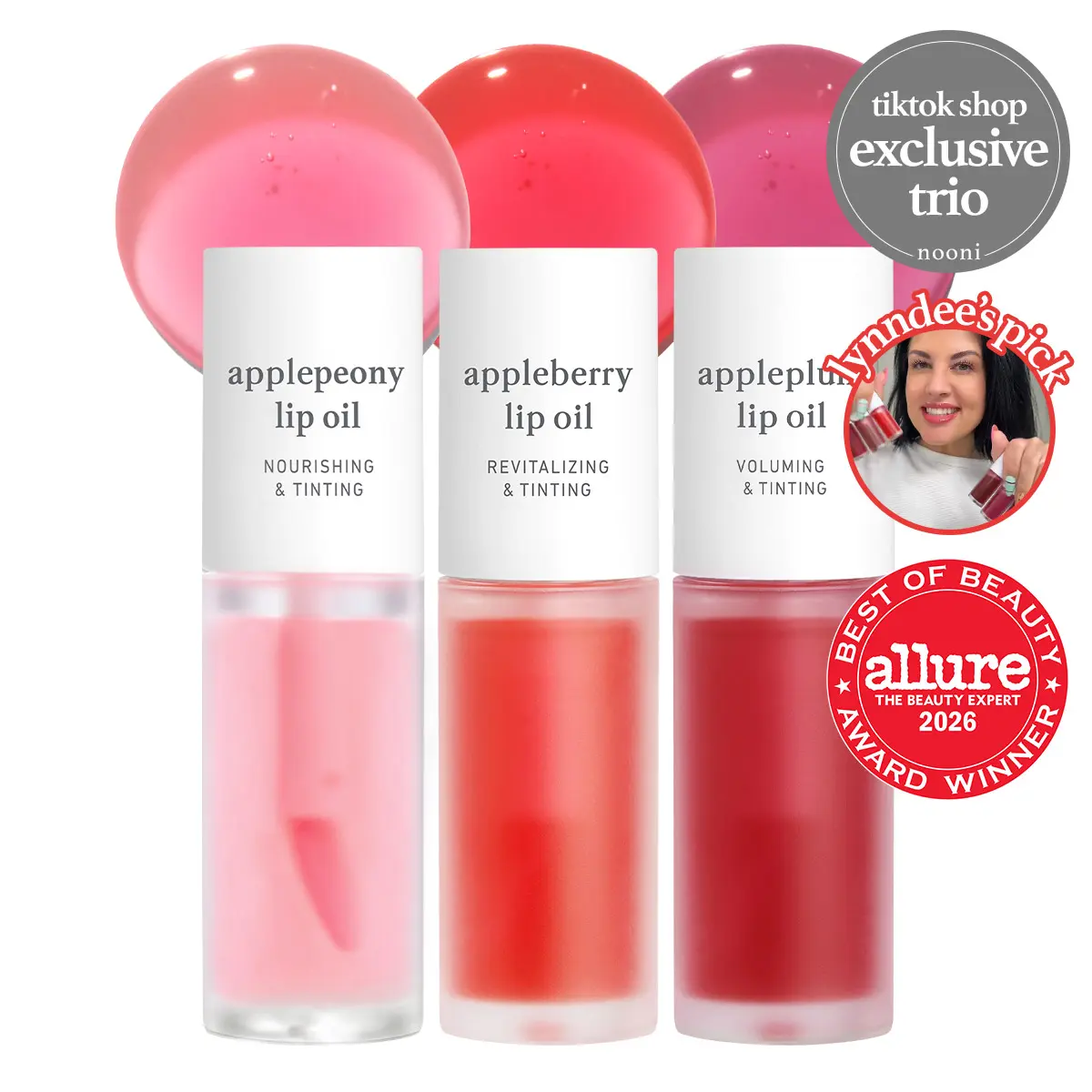 Nooni Korean Apple Lip Tint Stain Duo/Trio Bundle | Glossy Lip Stain, Tinting & Long Lasting, Moisturizing Lip Care, Hydrate Lipgloss, Travel-Friendly, Smooth Oil Moisture, All Skin Types Travelfriendly Smoothing