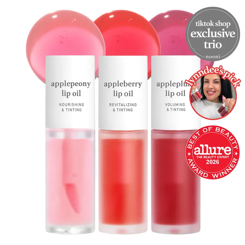 Nooni Korean Apple Lip Tint Stain Duo/Trio Bundle | Glossy Lip Stain, Tinting & Long Lasting, Moisturizing Lip Care, Hydrate Lipgloss, Travel-Friendly, Smooth Oil Moisture, All Skin Types Travelfriendly Smoothing