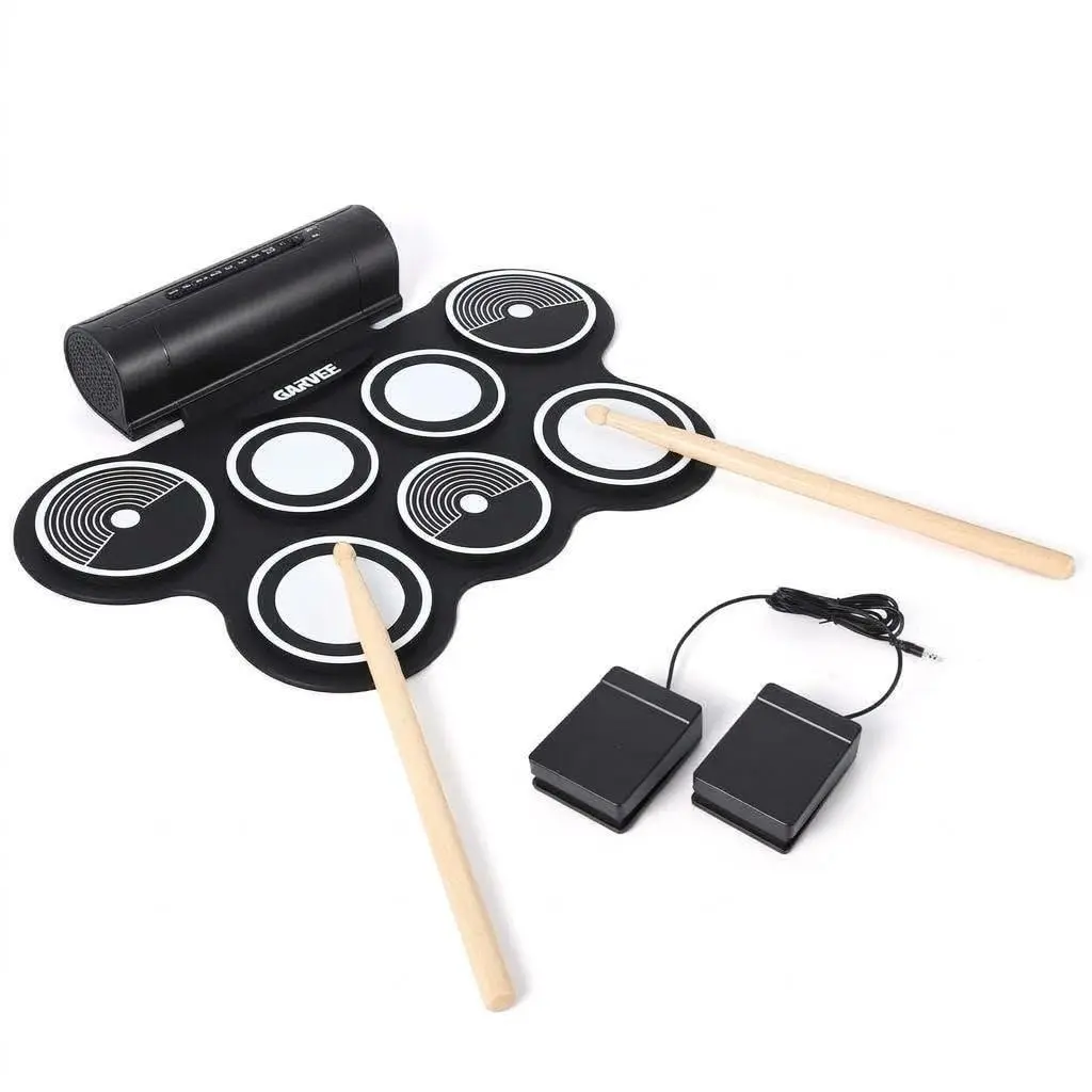 W759 Junior Electronic Drum Set - 7-Pad Practice Kit with Bluetooth MIDI, Pedals, Drum Pad and Sticks, Built-in Dual Speakers, Recording & Learning App, Ideal Gift for Beginners, Junior Drum Set
