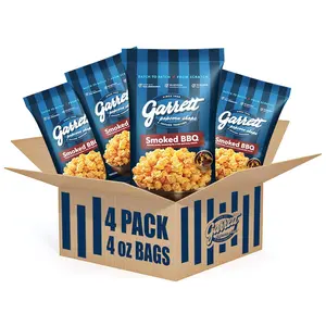 Garrett Popcorn Smoked BBQ, 4.0oz, 4 Bags,​ BBQ Popcorn, Gluten Free, Savory Snack, Popped Pop Corn Bags