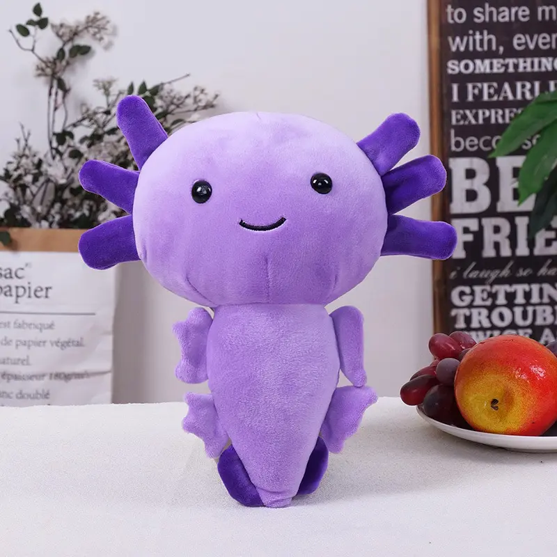 Purple Axolotl Plush Toys, 10 inch Soft Axolotl Stuffed Animals for Girls and Boys, Huggable Salamander Stuffed Animal, Plush Toys as Easter Basket Stuffers, Birthday, Children's Day Gifts comfort  gifts squish  mail Cute Animal Toy jotoys tiktokshopsprin