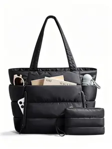 PuffyBubble Tote Bag for Women CommuteLaptop Tote Bag, Lightweight Work Tote withMultiple Compartments for Travel & WorkOrganize Zipper Closure Durable Quilted Totebag Mothersdaygift Summervibes Commuting Tote Bag