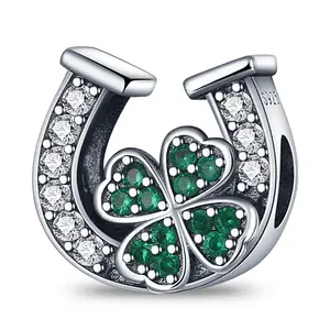 S925 Sterling Silver Original Jewelry U-Shaped Horseshoe Clover Beads Suitable for 3mm Original Bracelet Bracelet Necklace Keychain DIY Beaded Women's Fashion Jewelry Holiday Birthday Gift