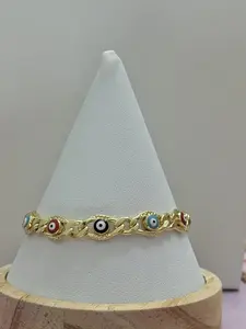 PULCERA DE OJOS 17CM MÁS 3CM EXTENCION Gold Plated Evil Eye Bracelet with Colorful Beads for Women