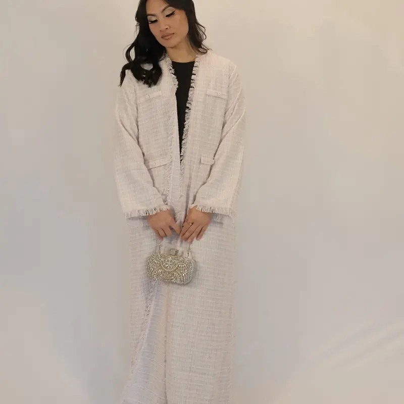 Layla Open Cardigan Coat Abaya — Blush