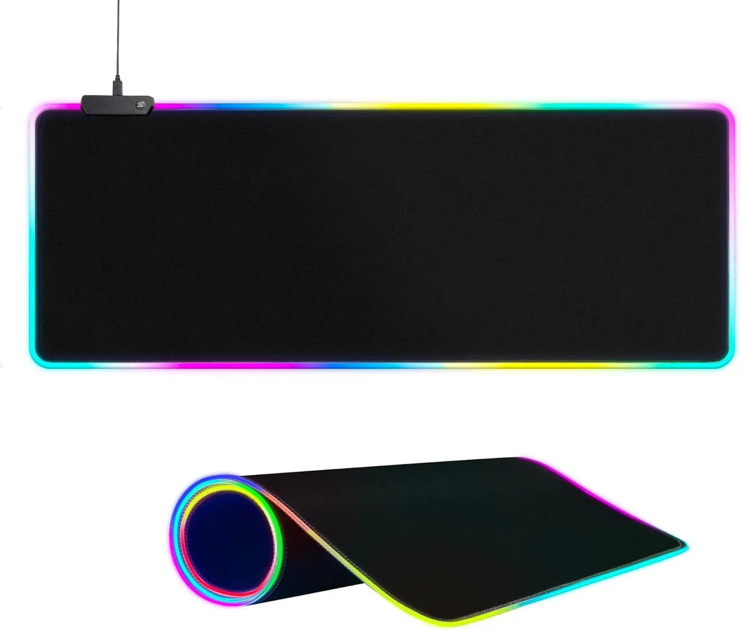 [New Deal] Large RGB Gaming Mouse Pad - 15 Light Modes, Touch Control, Extended Soft Computer Keyboard Mat, Non-Slip Rubber Base, Extended Mousepad, Made for Gaming, Universal Mouse Pad