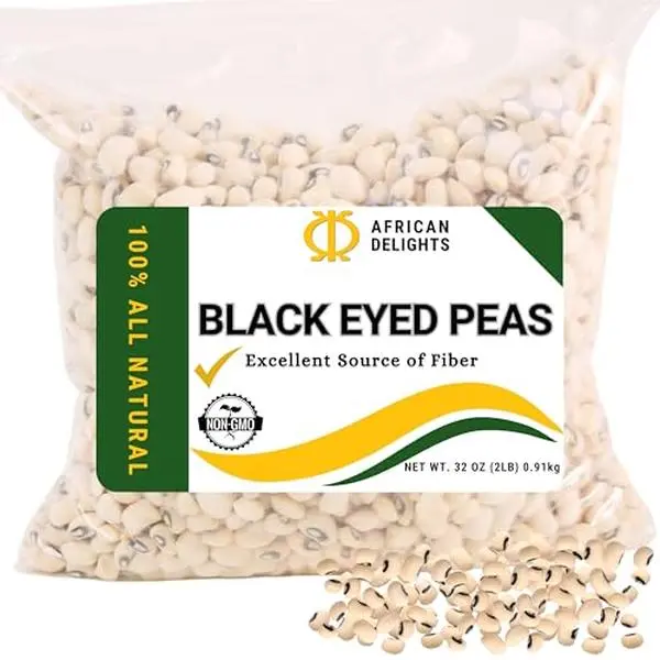 African Black Eyed Peas, Authentic Beans for Cooking, Traditional African Food Beans (2lbs)
