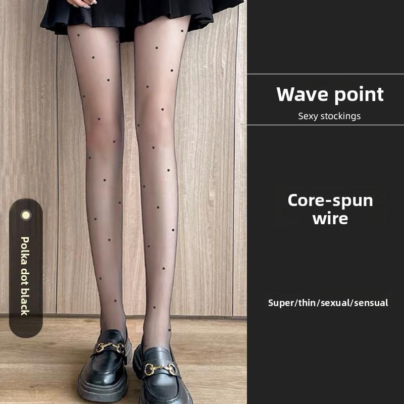 Polka Dot Black Stockings 0D High Translucency Black Pantyhose for Women, Ultra-Thin Invisible High-End Black Thin Tights, Anti-Snagging