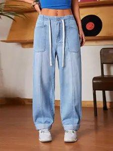 Drawstring Wide Leg Jeans