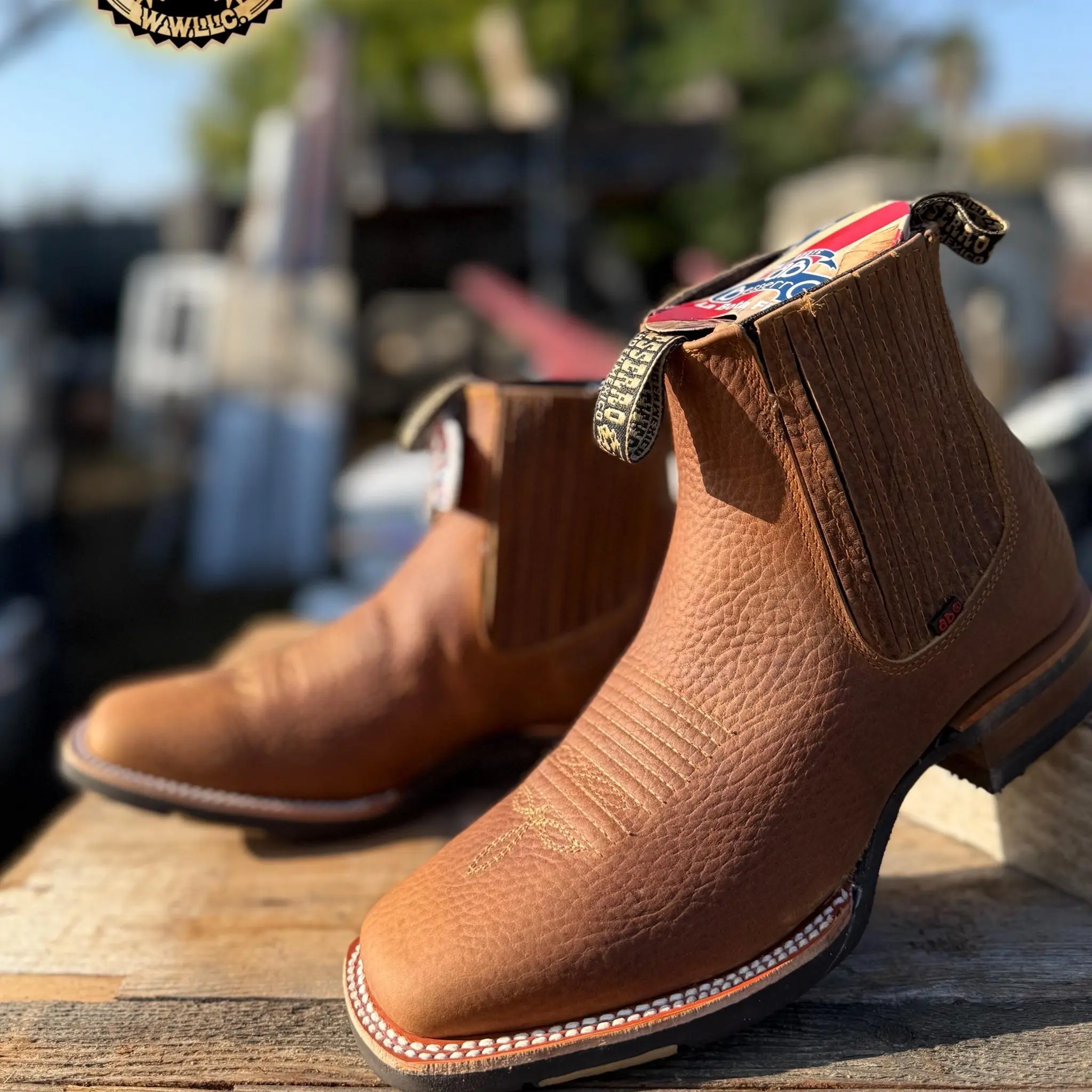Men's Square Toe Ankle Chelsea Boots / Botines Horma Rodeo Cuadrados para Hombre Genuine Leather , Piel Genuina