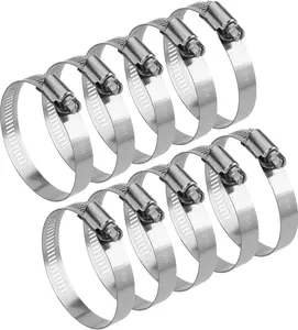 10 Pack 3 Inch Stainless Steel Hose Clamps Worm Gear Duct Clamps Adjustable from 3 inch - 3.5 inch/ 75-90mm  Line Hose Pipe Clamp for Dryer Vent Hose