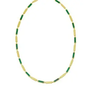Elegant 14K Gold Malachite Rectangle Links Bracelet Bracelet