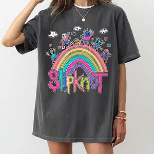 Comfort Colors Rainbow the Slipknot Band Shirt, Slipknot 90s Records Rock Shirt