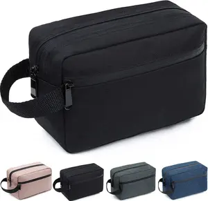 Travel Toiletry Bag for Women and Men, Water-Resistant Shaving Bag for Toiletries Accessories, Foldable Storage Bags with Divider and Handle for Cosmetics Toiletries Brushes Tools FUNSEED