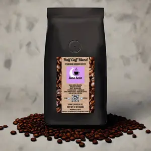 Luna Bean Half Caff Blend Coffee - Dark Roasted Coffee Bean in 1.8 oz Bag Beverage Flavor