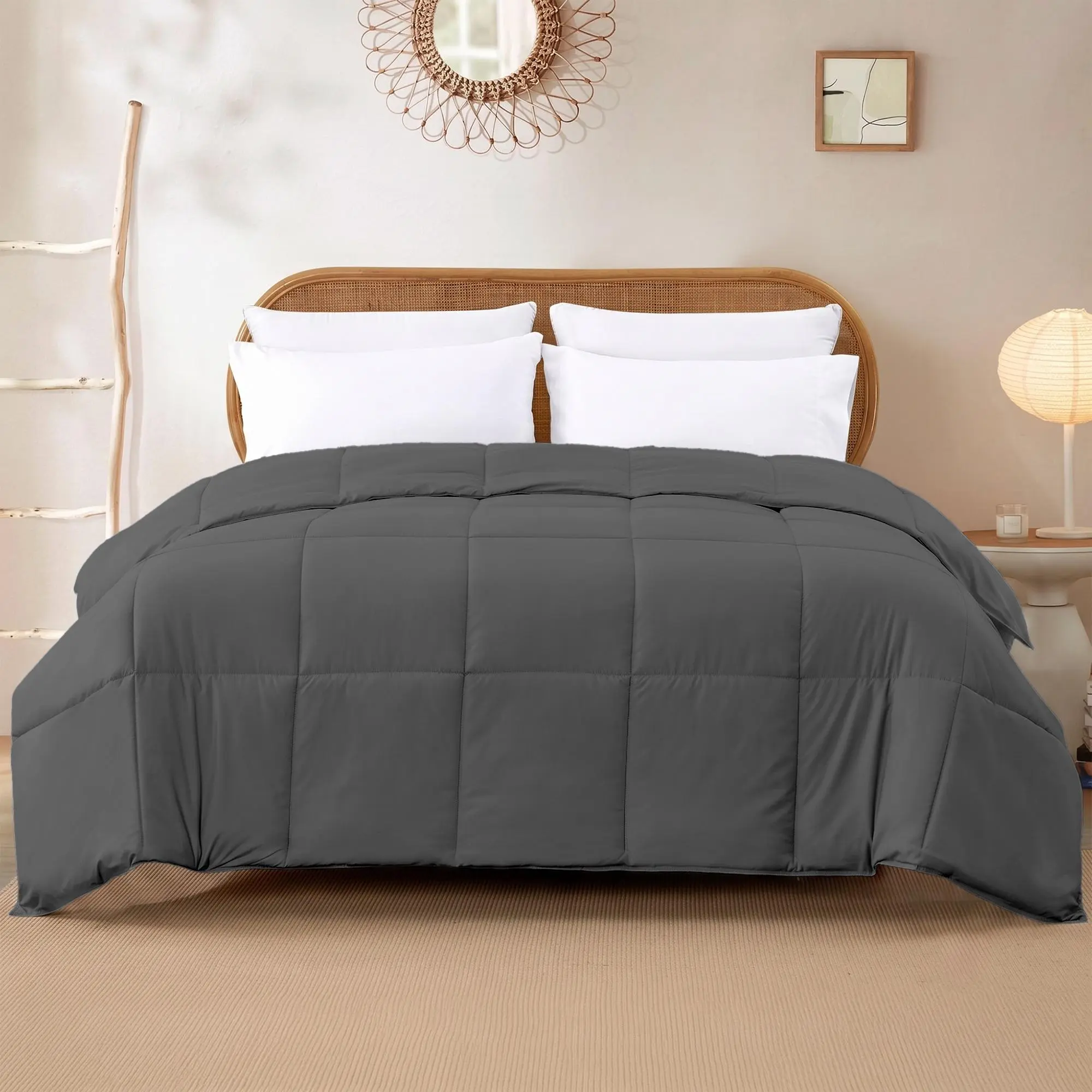 Modern Threads Reversible Dark Gray All-Season Down Alternative Adult Bed Comforter, Queen
