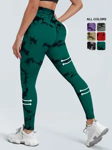 Women's High-Waisted Yoga Pants, Sporty Tie-Dye Design, All-Season Wear, Comfortable & Stylish Fitness Apparel for Women, Sports Stretchy Leggings