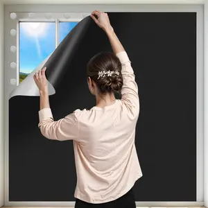 100% Black Out Portable No Drill Adhesive Thermal Blackout Window Shades 40"x57" Temporary Darkening Blinds for Home Skylight RV Dorm