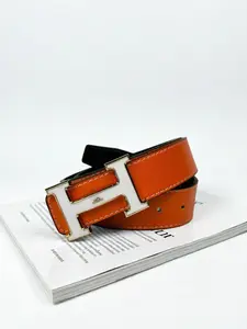 Men's Casual Belt, Medium Thickness PU Leather, Classic Letter Design, Suitable for School, Business, Gifts, Daily Wear