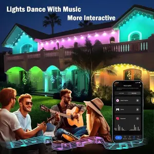 Permanent outdoor eaves lights, equipped with an app and a remote control, for home Christmas party and holiday decoration.
