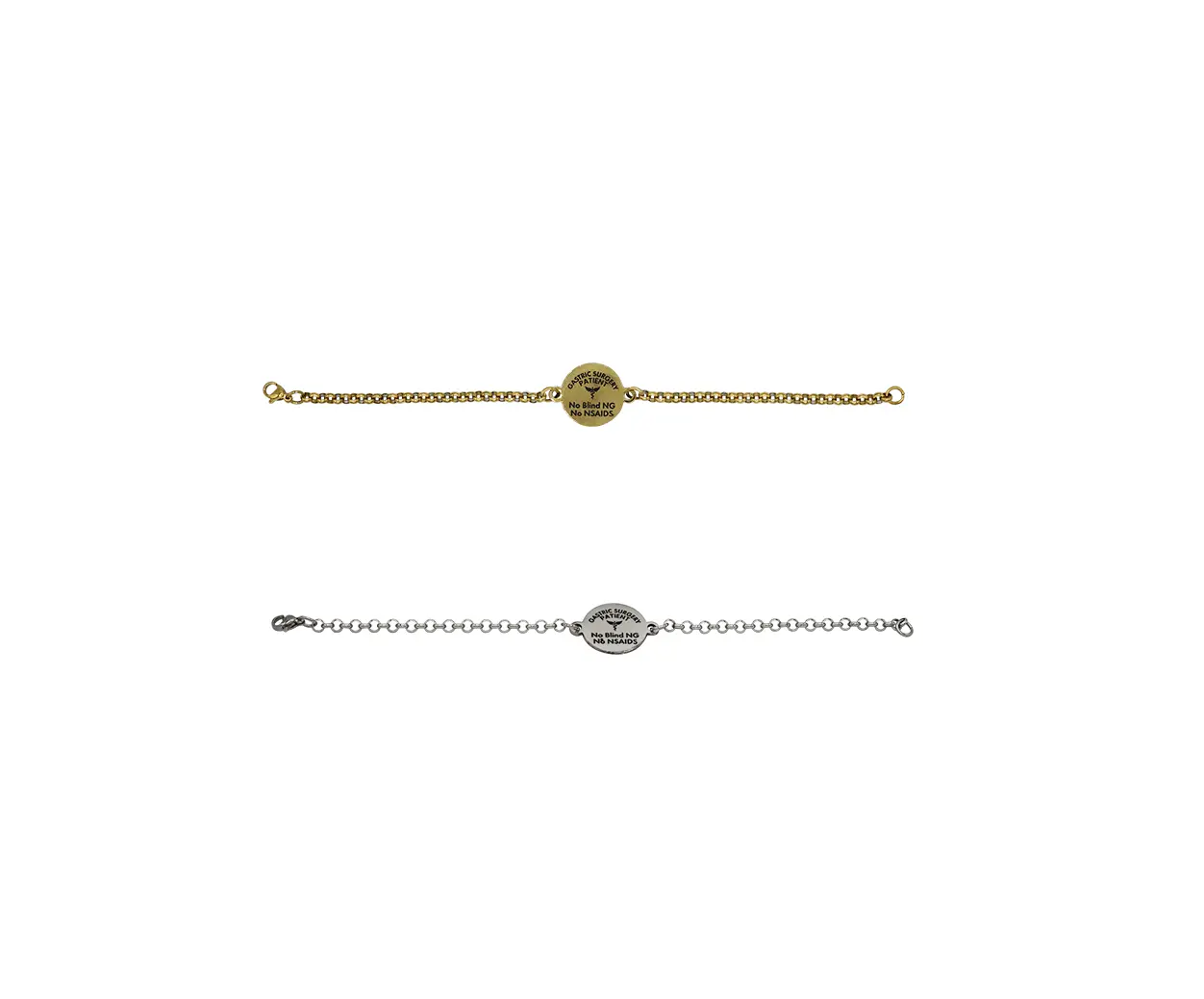 Gastric Surgery Medical Alert Bracelet with Dual-Engraved Disk and Caduceus Charm by BariatricPal