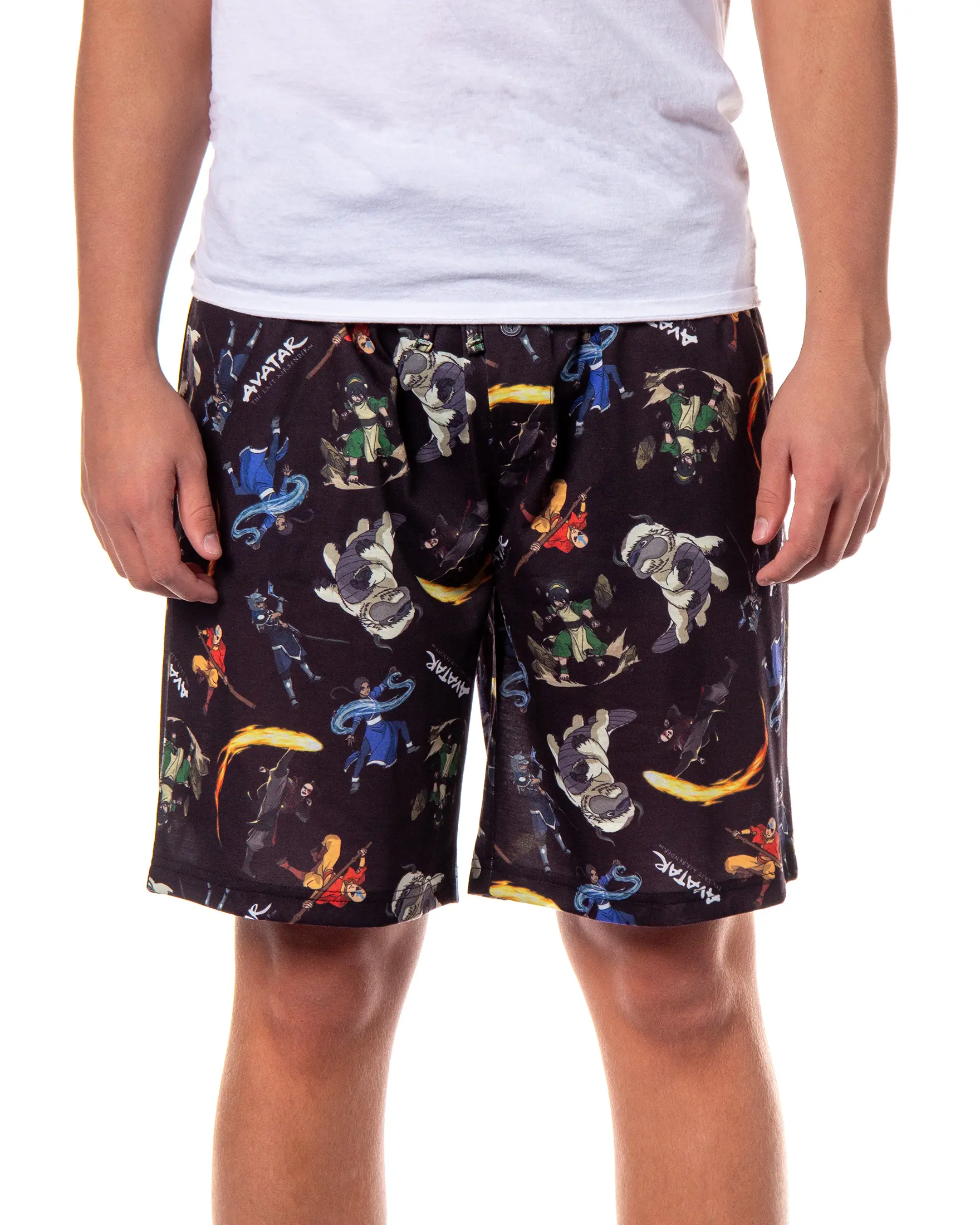 Avatar The Last Airbender Men's Allover Character Print Design Adult Lounge Sleep Pajama Shorts