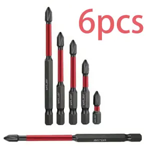 6pcs Cross Ph1 Impact Screwdriver Bits, S2 Steel Batch, Durable Precision Tools, Ideal for DIY and Repair Tasks