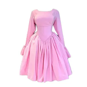 Jessica Corset Pink Long Sleeve Dress - Wedding/Birthdays Outfit with Puffy Skirt, Long Sleeves, and Comfort for Women - Womenswear dressy