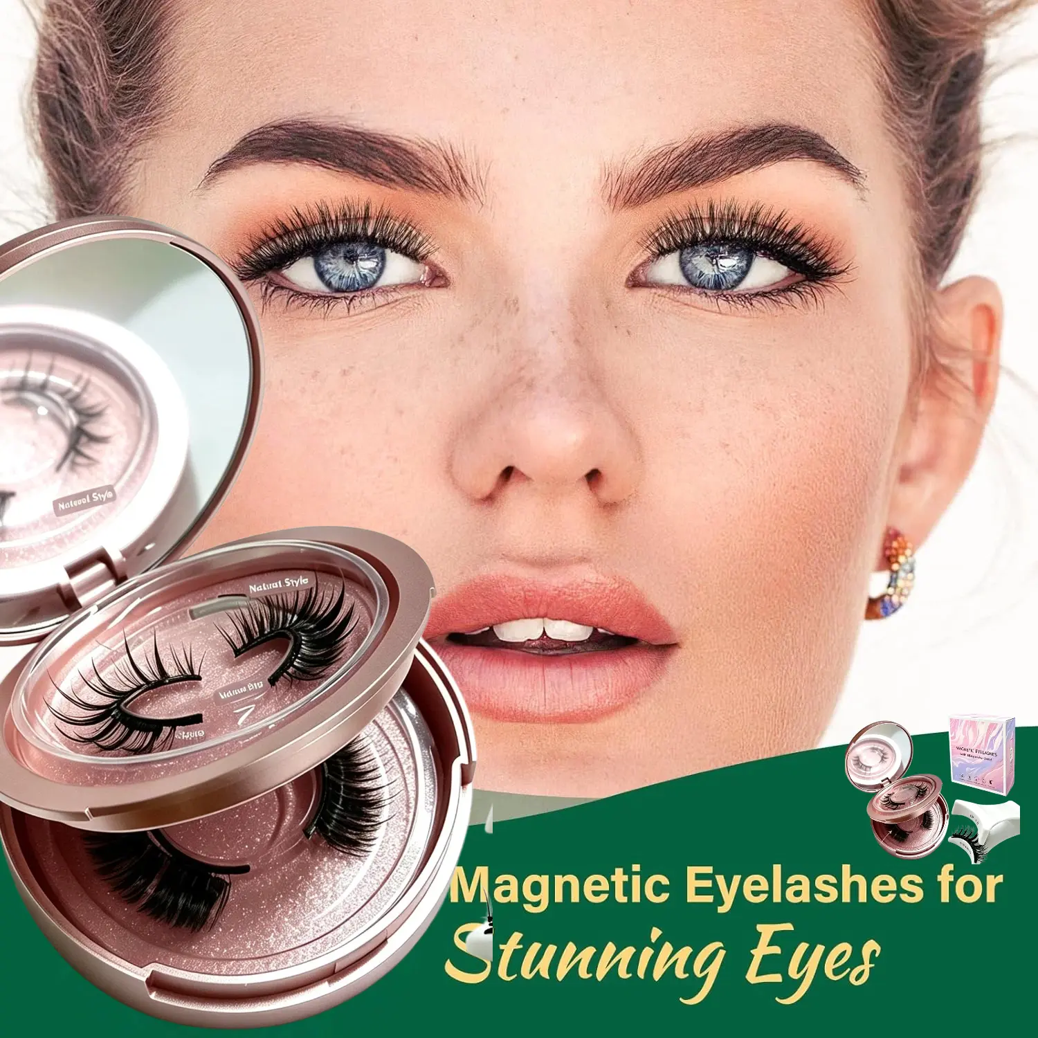 2-Pieces Reusable Magnetic Cluster Lashes Kit - Flawless D Curl Shape 25mm Synthetic False Lashes, Gentle Hypoallergenic, No Glue, Lightweight Natural Wispy, Nature-Infused, Salon-Quality Applicator Included for Makeup, Mixed Thickness, Synthetic Fiber