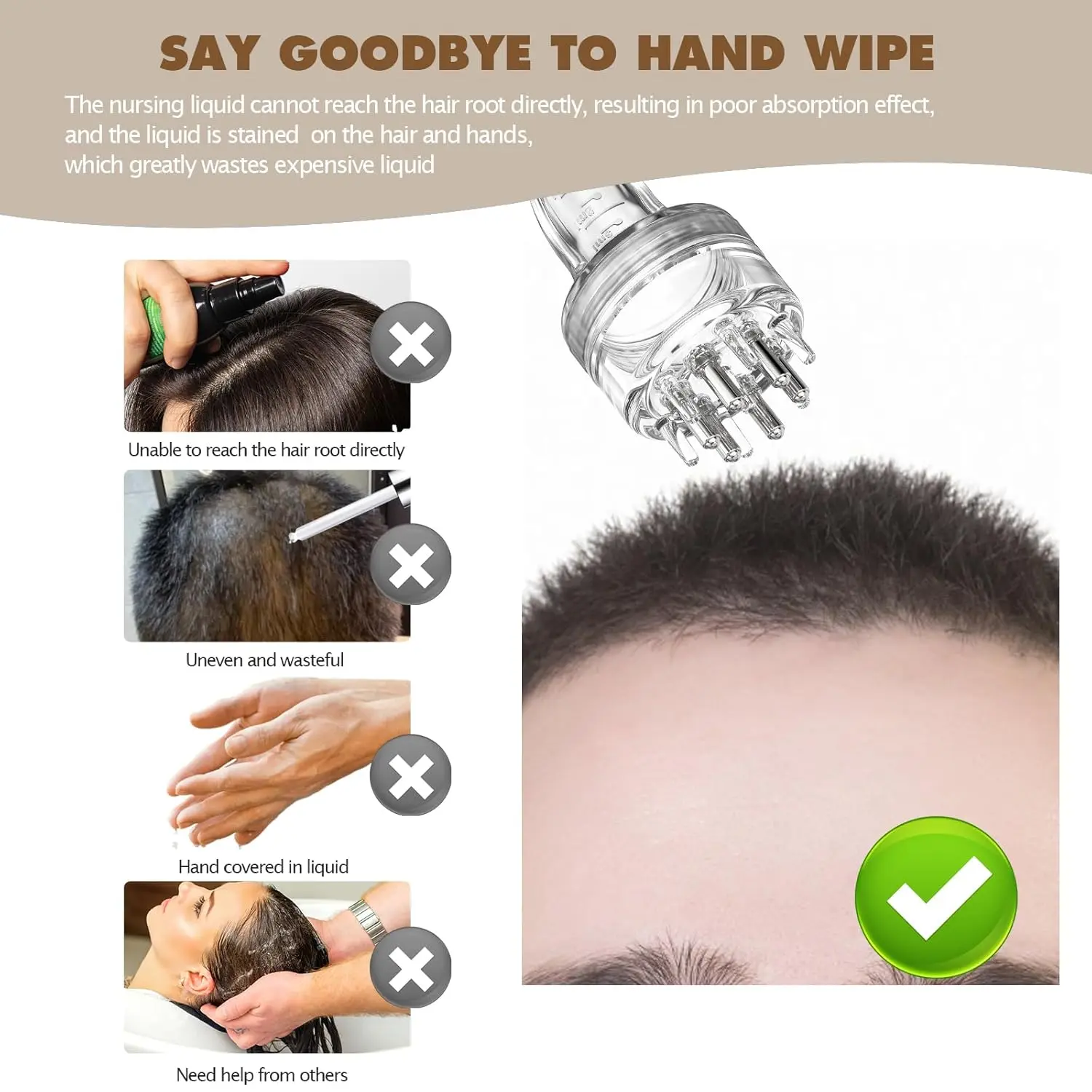 Scalp Applicator Comb,Minoxidil Applicator Tool,Hair Oil Essential Serum Liquid Massager for Hair Growth, Follicle Care Treat Hair Loss Thinning (Transparent)hair loss stimulator DAPENG