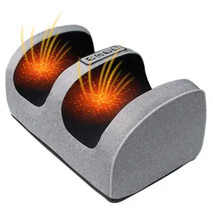 Leg massager with heating portable foot massager, finger pressure deep kneading therapy, healthy feet, use electric massager 110v voltage to relax at home or office, Christmas gift for parents and family. Gray foot massager.