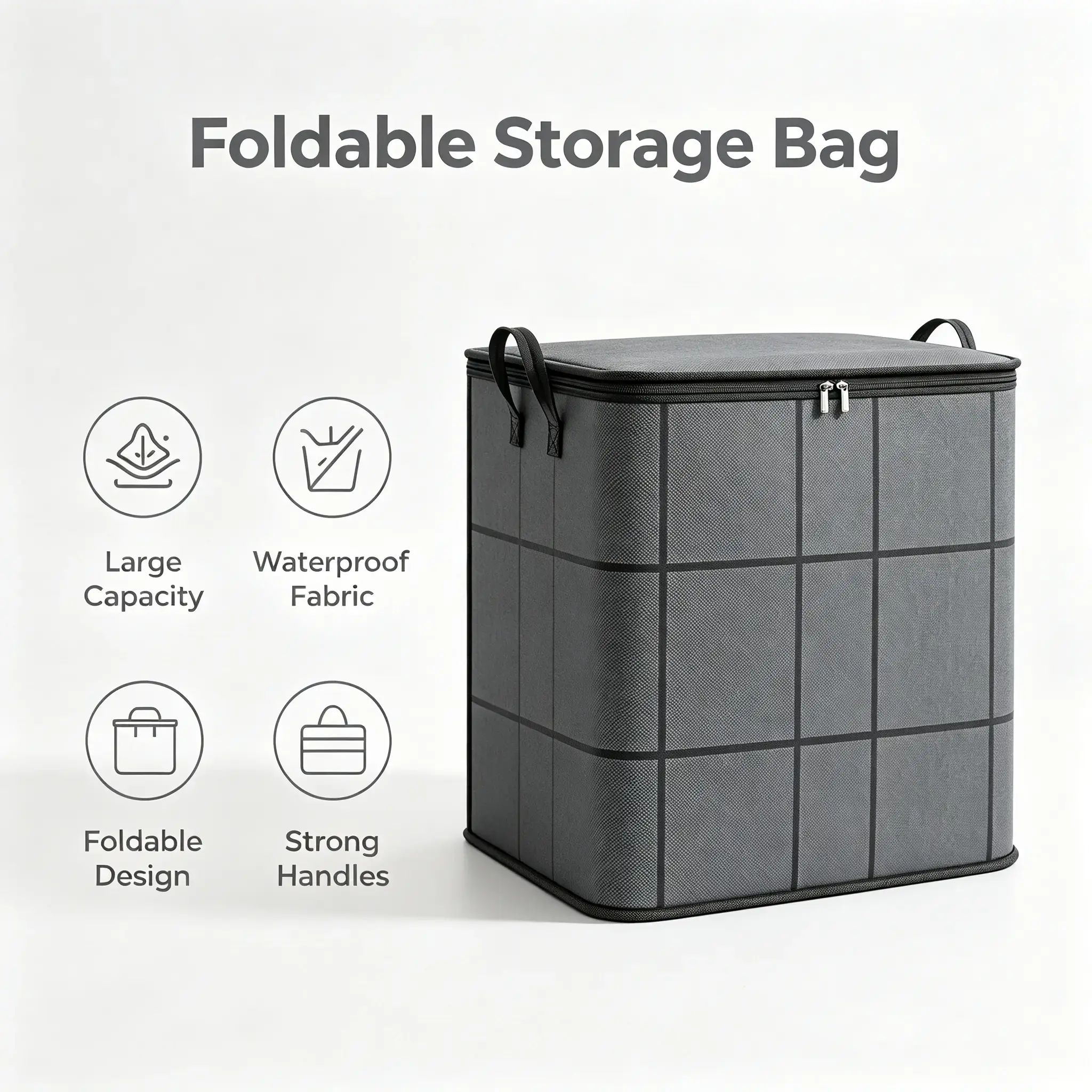 210L Large Zippered Reinforced Foldable Fabric Organizer Bin with Reliable Closure, Spacious Household Carryall for Bedding and Apparel, Ideal for Closet Storage and Moving Prep, sohochic