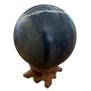 Extra Large Crystal Sphere D with wooden base/stand