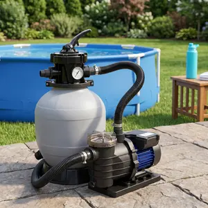 GARVEE 13 Inch Sand Filter Pump - 3434GPH 3/4HP for Above Ground & Inground Pools up to 8500 Gallons, Includes 6-Way Multi-Port Valve & Strainer Basket, Easy Installation with 2Lbs Filter Ball.