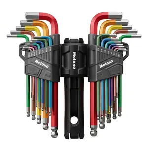 【Father's Day Gift】METOXA 27pc Premium Color-Coded Ball End Hex Key Allen Wrench Set (Metric, SAE) with T-Handle Speed Wrench, Professional Hand Tool Set#Summervibes