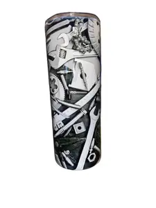 Diamond Plate Tool Box - Mechanic Shop Themed  20oz Skinny Straight Sublimation Tumbler - Amy's Tumbler Junkies - Your Favorite Tumbler Shop!