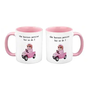 Funny Animal Theme Daily Coffee Mug, Lovely Hamster Driving Car Printed 11oz & 15oz Capacity Ceramic Cup, Multi Purpose Hot Cold Drink Cup, Sweet Thoughtful Birthday Surprise Gift For Men Women Friends
